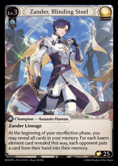 Zander, Blinding Steel RDOPD-EN-015-Foil-Common (C) - Radiant Origins Pantheon Decks - Grand Archive Card