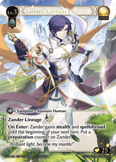 Zander, Corhazi's Chosen DOA 1st-EN-015-Foil-Collector Ultra Rare (CUR) - Dawn of Ashes First Edition - Grand Archive Card