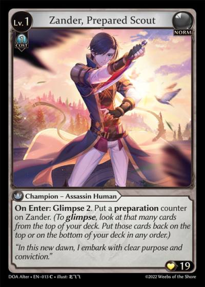 Zander, Prepared Scout DOA Alter-EN-013-Normal-Common (C) - Dawn of Ashes Alter Edition - Grand Archive Card