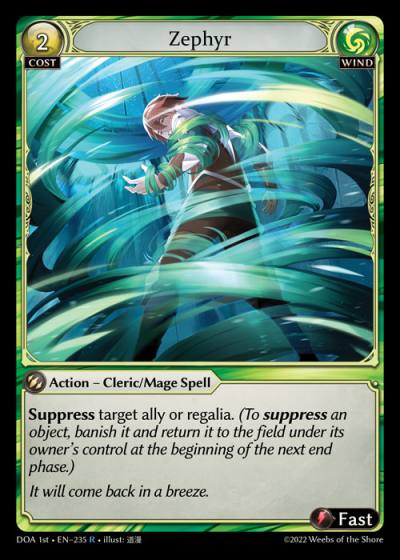 Zephyr DOA 1st-EN-235-Normal-Rare (R) - Dawn of Ashes First Edition - Grand Archive Card