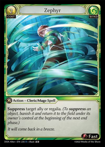 Zephyr DOA Alter-EN-235-Normal-Rare (R) - Dawn of Ashes Alter Edition - Grand Archive Card