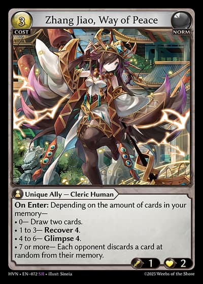 Zhang Jiao, Way of Peace HVN-EN-072-Foil-Super Rare (SR) - Abyssal Heaven - Grand Archive Card