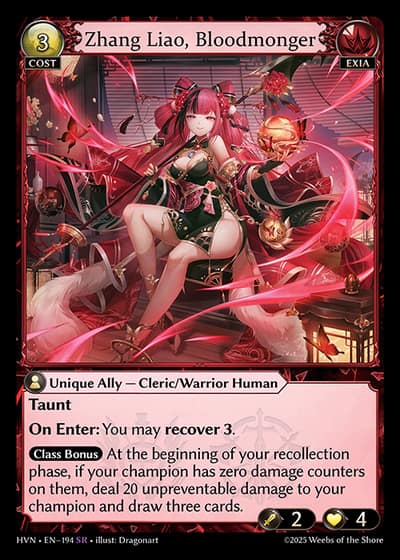 Zhang Liao, Bloodmonger HVN-EN-194-Foil-Super Rare (SR) - Abyssal Heaven - Grand Archive Card