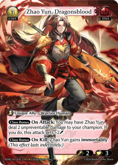 Zhao Yun, Dragonsblood AMB 1st-EN-214-Foil-Ultra Rare (UR) - Mortal Ambition First Edition - Grand Archive Card