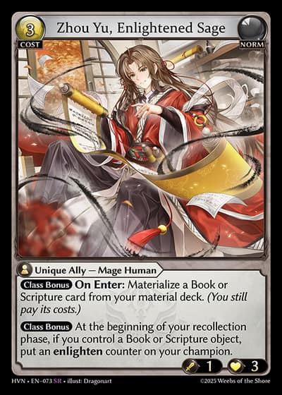 Zhou Yu, Enlightened Sage HVN-EN-073-Foil-Super Rare (SR) - Abyssal Heaven - Grand Archive Card